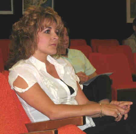 Nicky Ouellette waits for her turn to speak at North Bay city council Monday night.