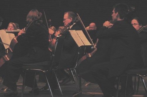 Part of the strings section of the North Bay Symphony at the opening night concert.