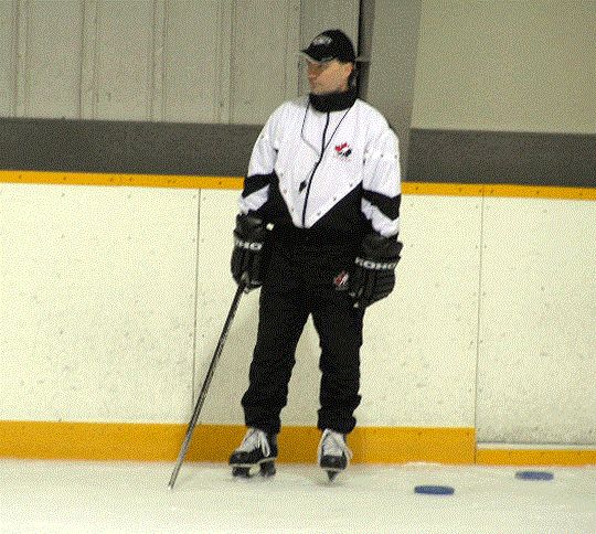 Tom Hedican was chief instructor at the goalie clinic. Colleen Parker Photo.