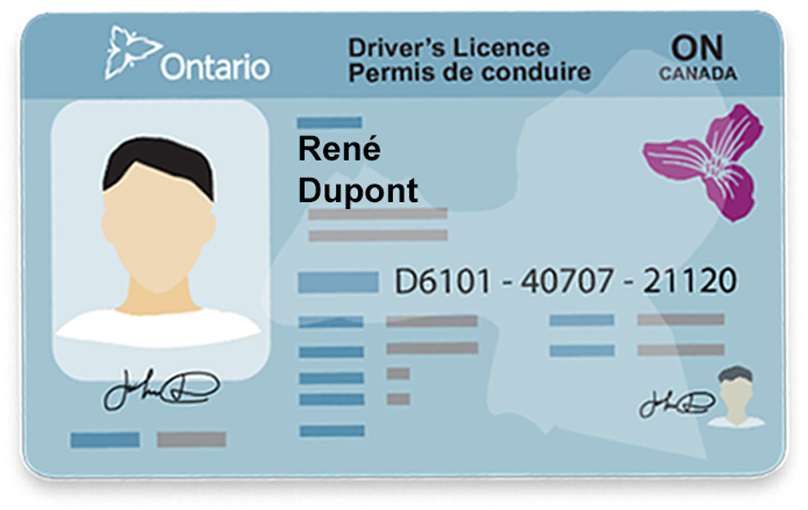 2020 10 07New Licence French_Language_Characters_Drivers_Licence