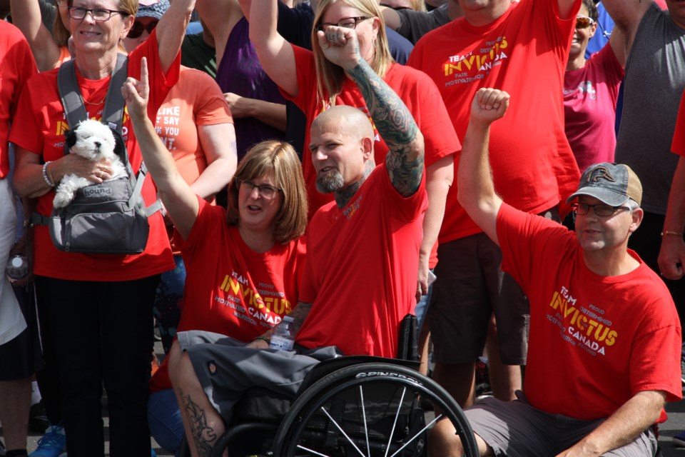 Dave Innes along with his family took in a military send-off by CFB North Bay.  Innes will be competing at the 2018 Invictus Games in Australia in October.  Photo by Chris Dawson/BayToday.ca. 