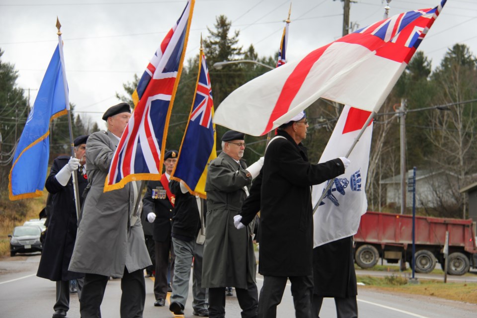 East Ferris Remembrance Day Ceremony opening parade. Jeff Turl/BayToday.