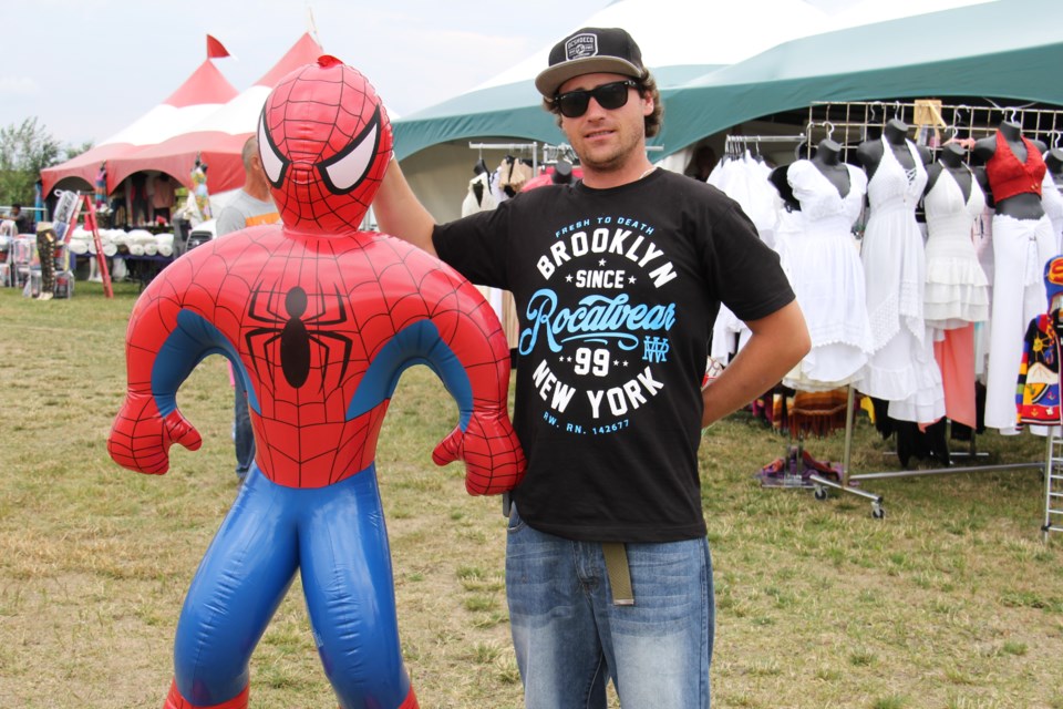 USED 170810 6 Justin Butler from Hunsville with Spiderman. Photo by Brenda Turl for BayToday.