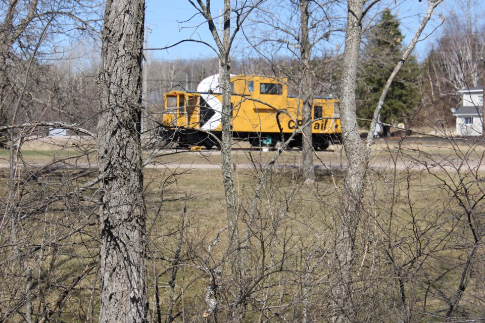 USED CP Rail caboose in Kaibuskong Park, Bonfield, Photo by Brenda Turl for BayToday.