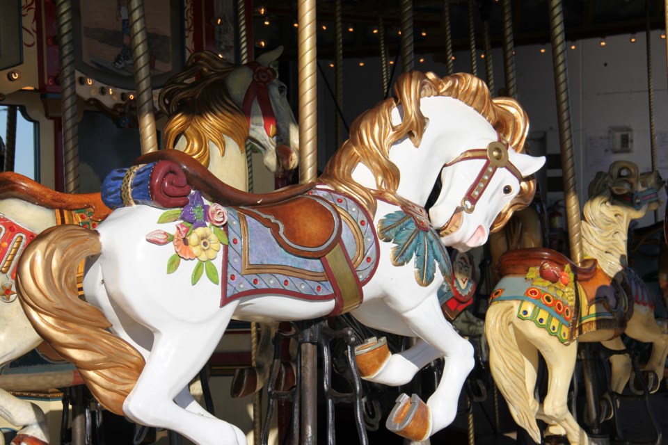 USED 170706 10 A beautiful hand carved horse at the North Bay Heritage Railway and  Carousel. Photo by Brenda Turl for BayToday.