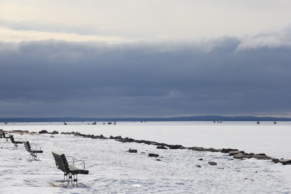 USED 20180222 8 A view of the clouds and ice huts. Photo by Brenda Turl for BayToday.