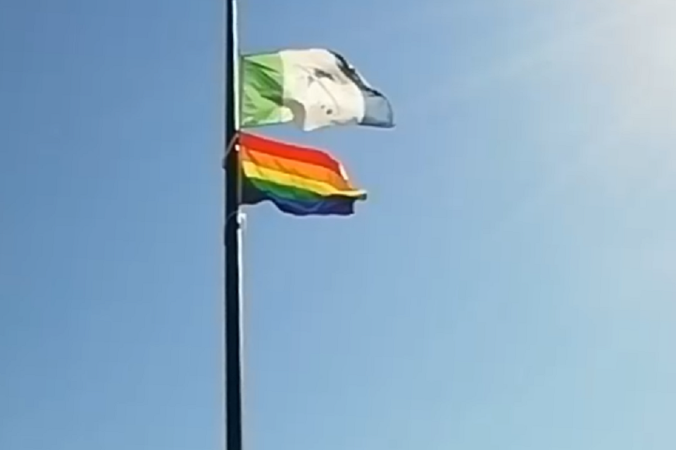 2021 06 09 Pride Flag North Bay City Hall (OutLoud)