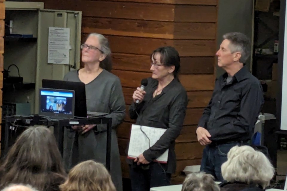 (L-R) Brennain Lloyd of Northwatch and Liza Vandermeer and Peter Bullock of the Trout Lake Conservation Association field questions from the audience at a public information session on PFAS and water contamination.