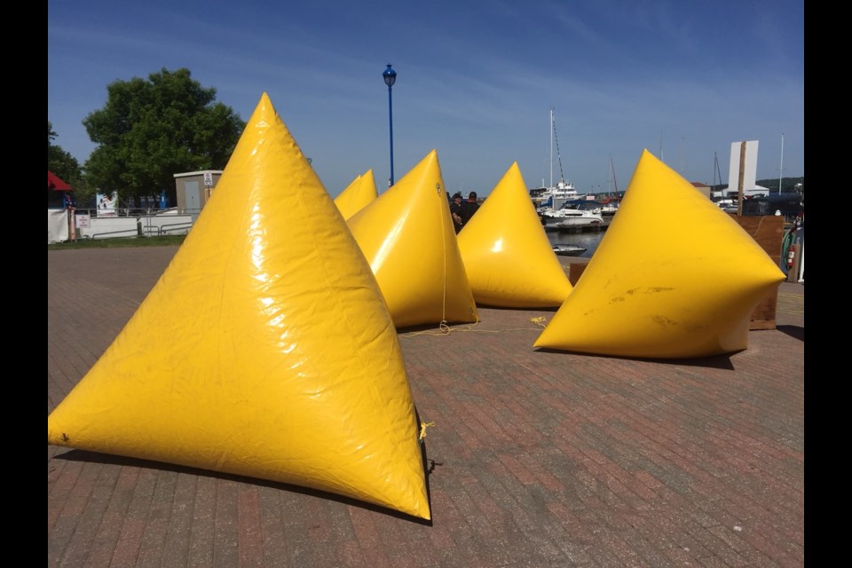These inflatable marker buoys are being used to designate a safety box for the airshow. Jeff Turl/BayToday 