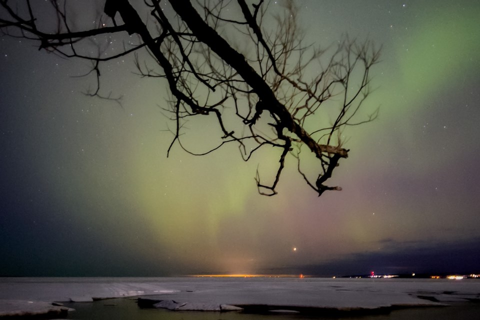 The view from the North Bay waterfront on the evening of March 23.