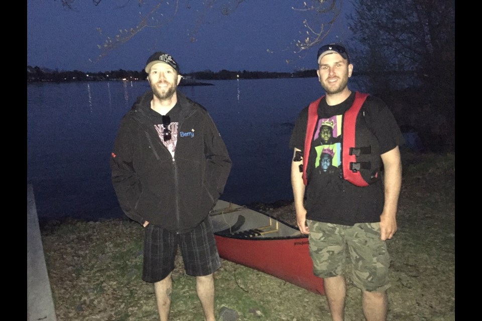 Quick action by friends Derek Nowry and Patrick Cormier helped save three lives last evening in Lake Nipissing. Jeff Turl/BayToday.