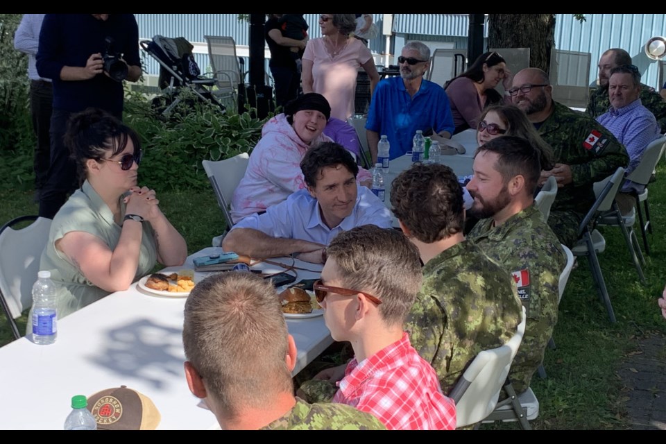 Prime Minister Justin Trudeau was in North Bay Wednesday afternoon to meet with military personnel.