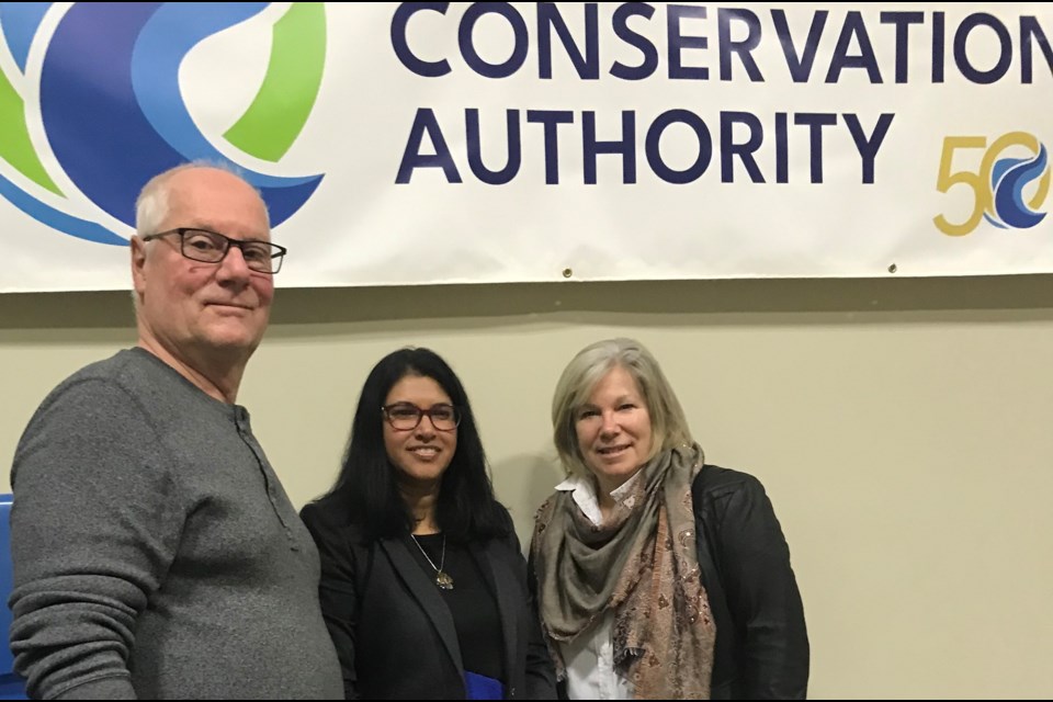 NBMCA CAO Chitra Gowda (centre) between Past Chair Dave Britton and Chair Shelley Belanger.
