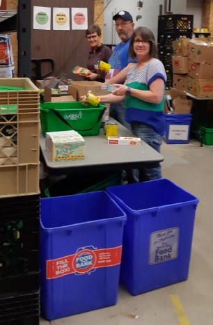 Debbie Marson working at the North Bay Food Bank just before the pandemic shutdown. 