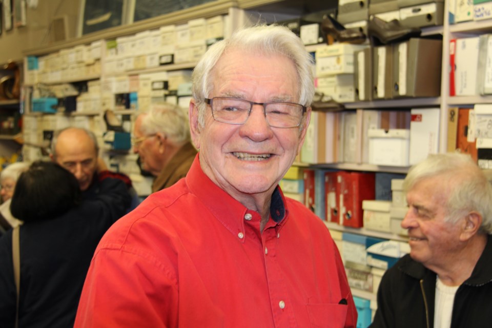 Ralph Diegal celebrated his 90th birthday in the shoe store he owns, Deegan's on Main Street. Photo by Jeff Turl.