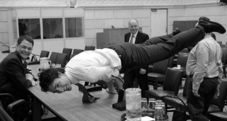 rota, anthony and trudeau, justin doing plank 2016