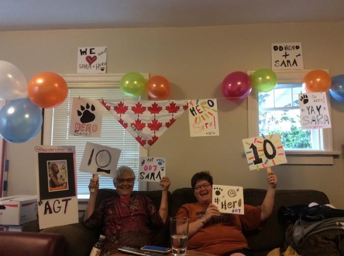 Sara's grandmother Elaine and friend Naomi go all out to support their favourite entertainer, Sara Carson.