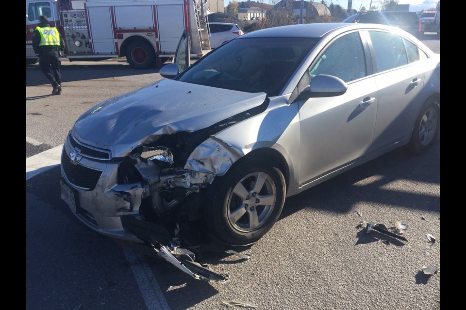 This car was involved in an accident on Highway 17 near Verner this morning. Jeff turl/BayToToday.