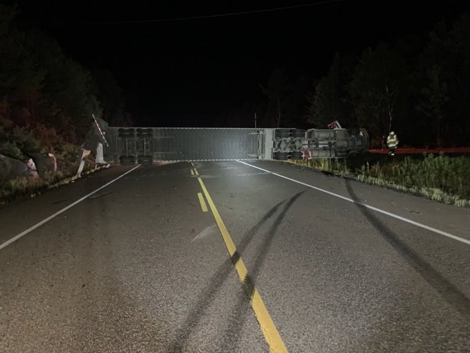 This rollover closed Highway 17 for five hours. Courtesy OPP.