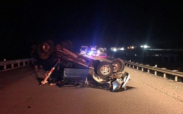 A single vehicle rollover on Highway 11 south April 14. Courtesy OPP.