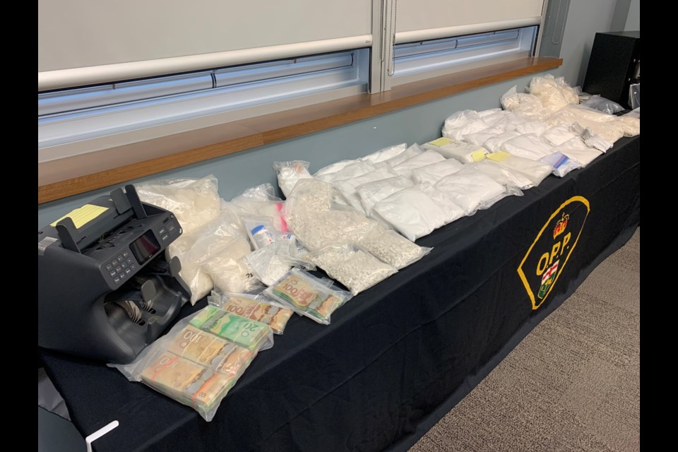 The OPP display the massive seizure was displayed, which includes $3,200,000 worth of illicit drugs. Photo by Chris Dawson/BayToday. 