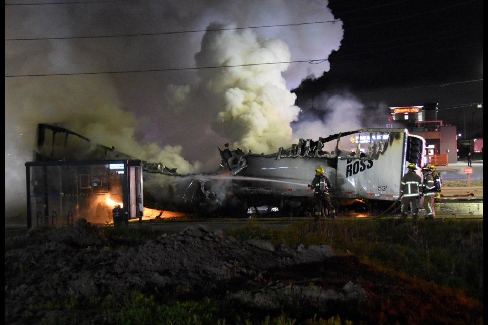 A transport fire this morning on Algonquin Ave. has created a traffic nightmare