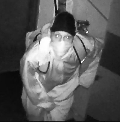 Police are looking for this suspect in a break-in at Auntie Jane's. Photo North Bay Police.