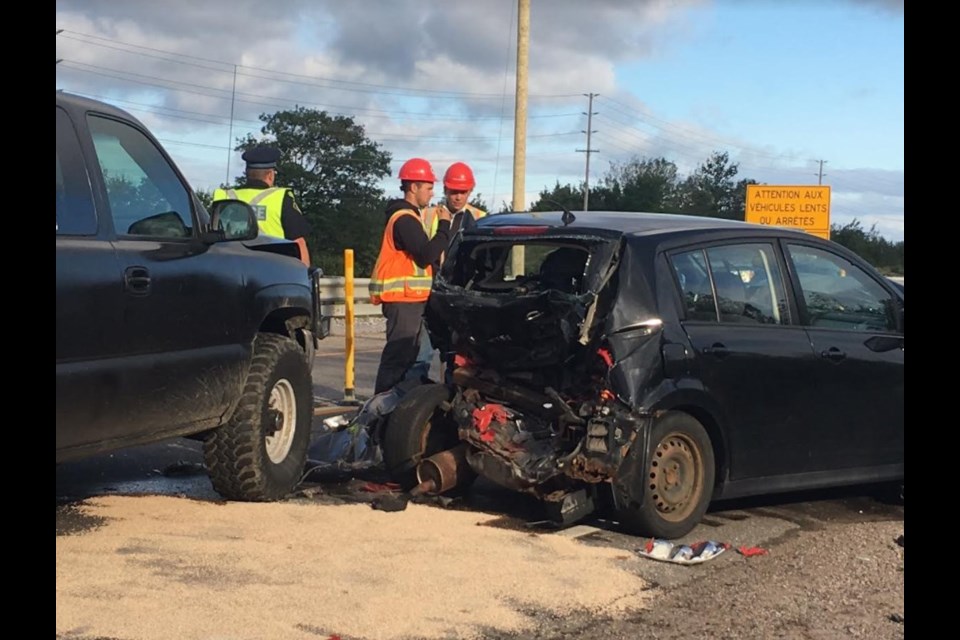 OPP report a four car crash on Highway 11. Photo courtesy OPP.