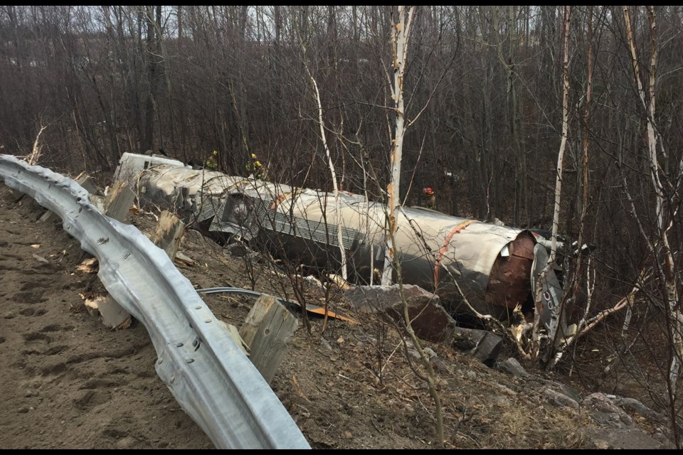This tanker left the highway this morning at the intersection of 11 and 17. Photo by Chris Dawson.