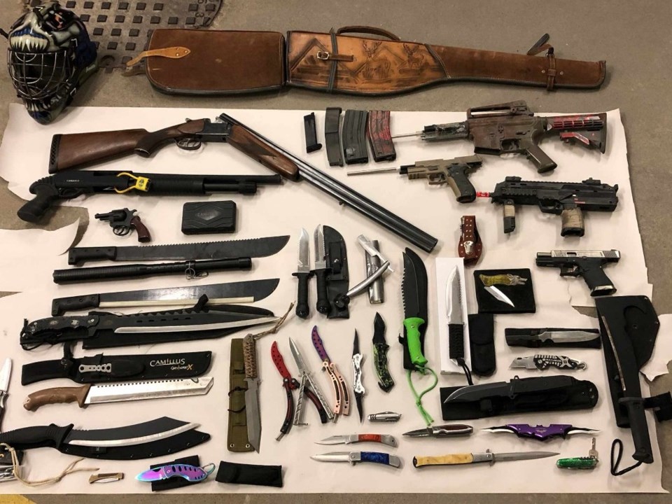 Weapons seized from traffic stop Friday April 10 2020