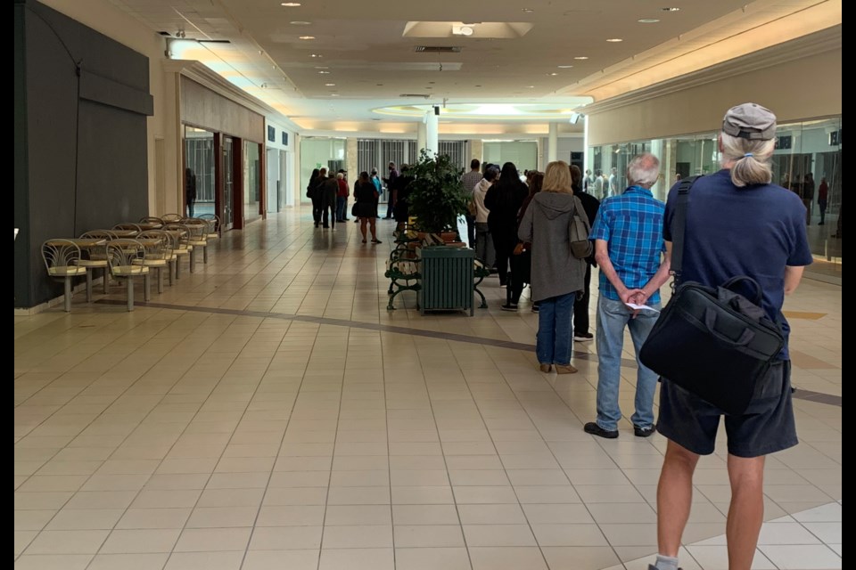 At the open of the poll at the North Bay Mall, the lineup quickly ballooned to 100 people.