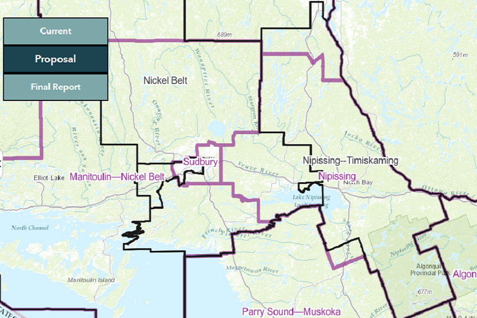 2022 09 07 Nipissing Proposed Redistribution Ridings Map (Redistribution of Federal Electoral Districts 2022)