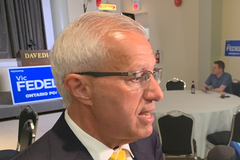 Nipissing MPP Vic Fedeli in a file photo from the 2022 election night.