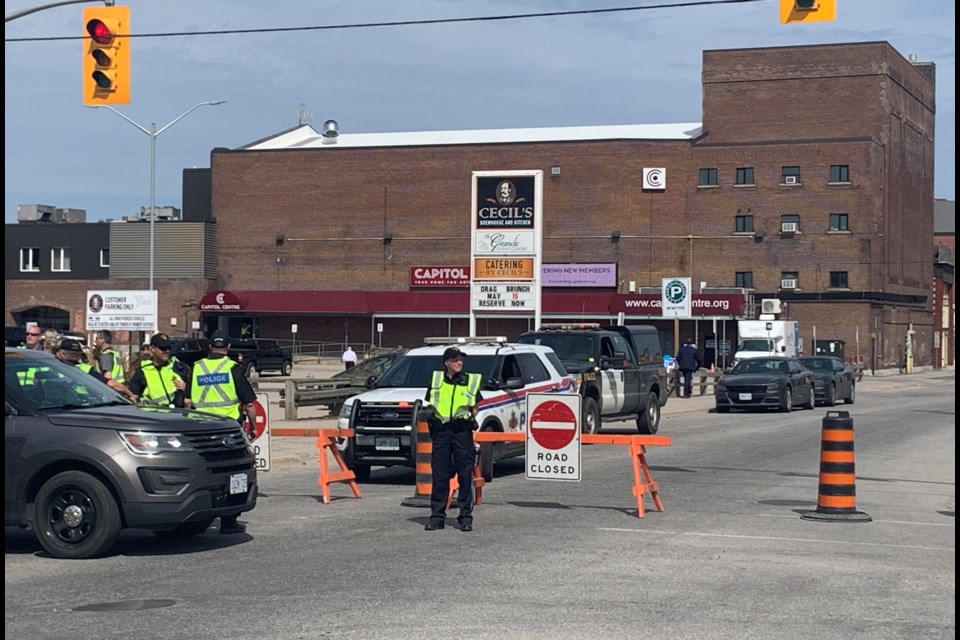 Police are blocking off some downtown streets in advance of the provincial leaders debate this afternoon.