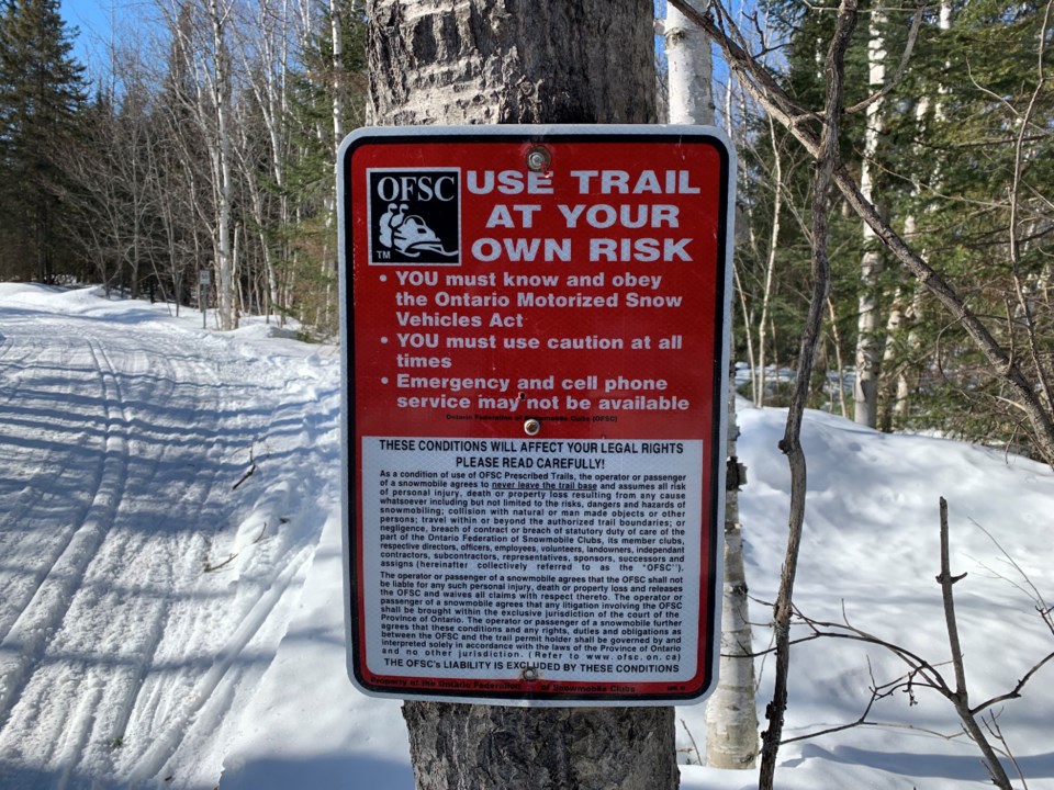 20210303 OFSC snowmobile trail warning sign turl