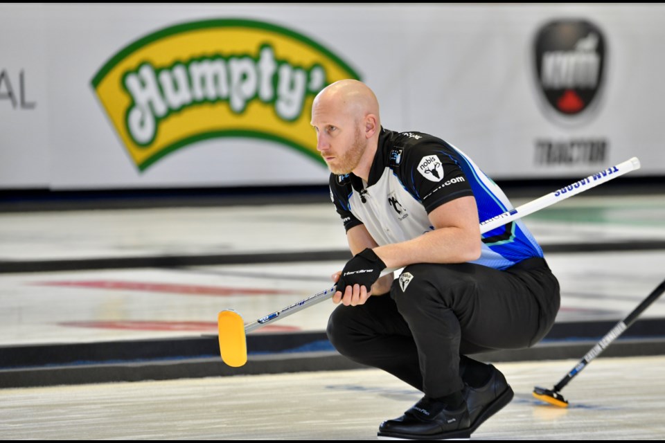 Brad Jacobs looks on during quarterfinal action.  Photo by Tom Martineau/BayToday. 