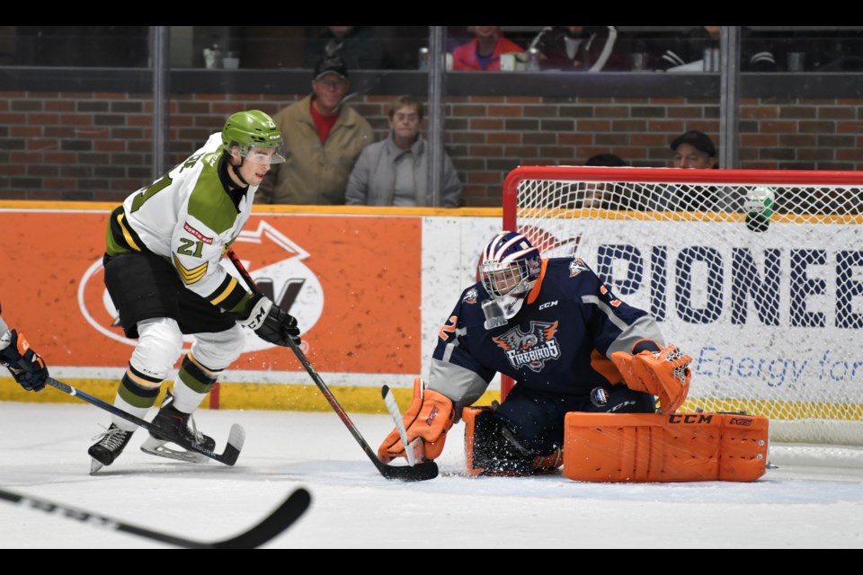 Battalion forward Brandon Coe with another good chance.  Photo by Tom Martineau/BayToday