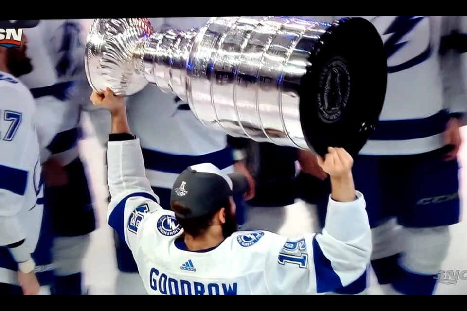 Former Battalion star Barclay Goodrow becomes the first alum in franchise history to hoist the cup.  Photo submitted. 