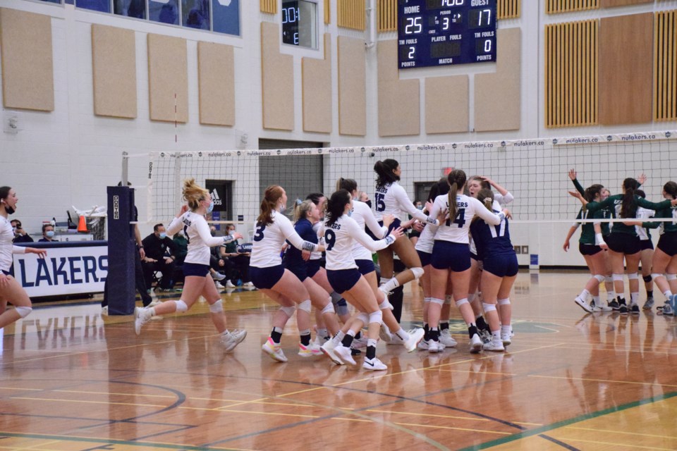 Lakers first OUA playoff win vs Trent during the 2021-22 season. Photo by Brian Doherty.
