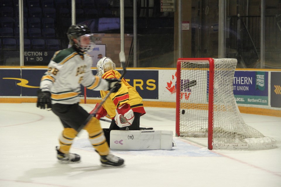 William Monette with a breakaway goal in the second period for the Bears.  Photo by Chris Dawson/BayToday. 