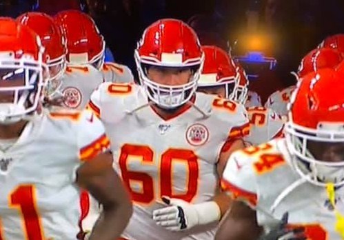 Ryan Hunter coming out of the tunnel for Sunday's AFC Championship game at Arrowhead Stadium.  Photo courtesy Facebook. 