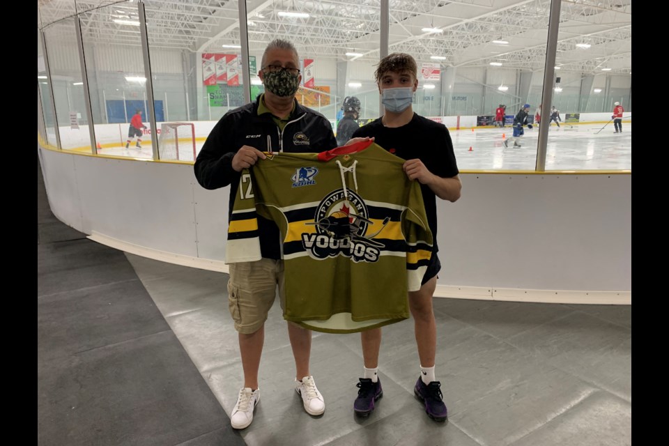 Chris Dawson, Voodoos GM and Chase MacQueen-Spence at the Chesswood Arena in Toronto. Photo supplied. 