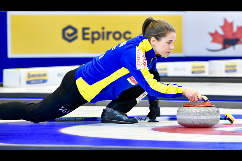 Sweden's Anna Hasselborg will curl for gold on Sunday.  Photo by Tom Martineau. 