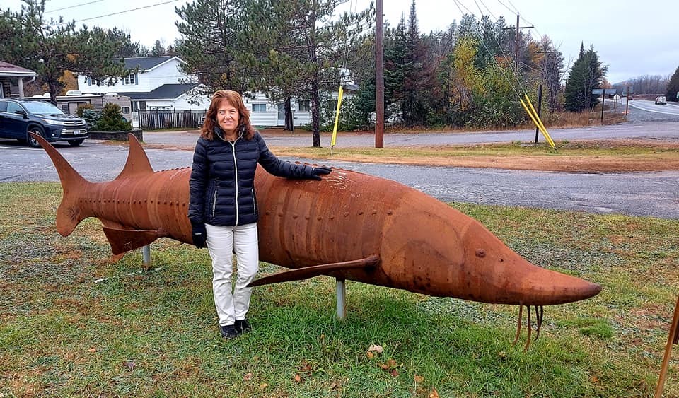 Gayle Primeau, of the Sturgeon Falls Beautification Group, stands beside Stella in Massey, ON. Facebook Photo