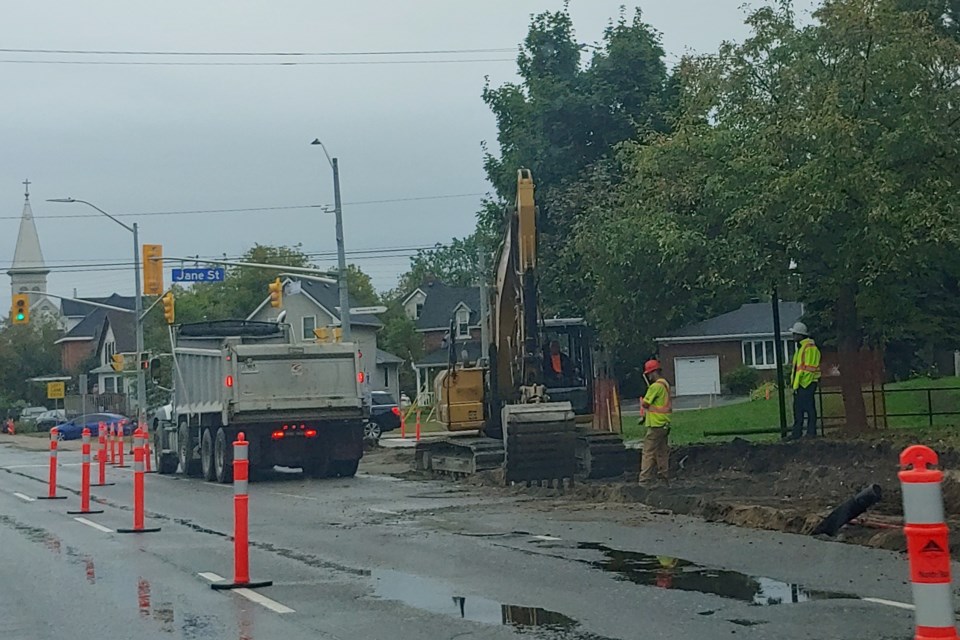 Work along Algonquin Avenue at the intersection with Jane and Front streets is underway.