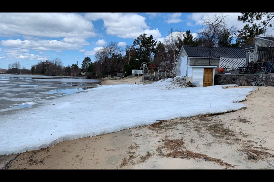 Ice sheets driven by the wind can cause property damage. Jeff Turl/BayToday.