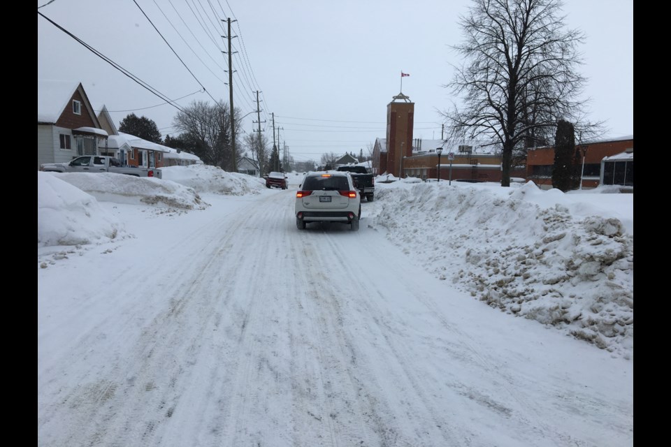 Snow banks and parking are a concern from some local residents on Princess Street.  Photo by Chris Dawson/BayToday.ca. 
