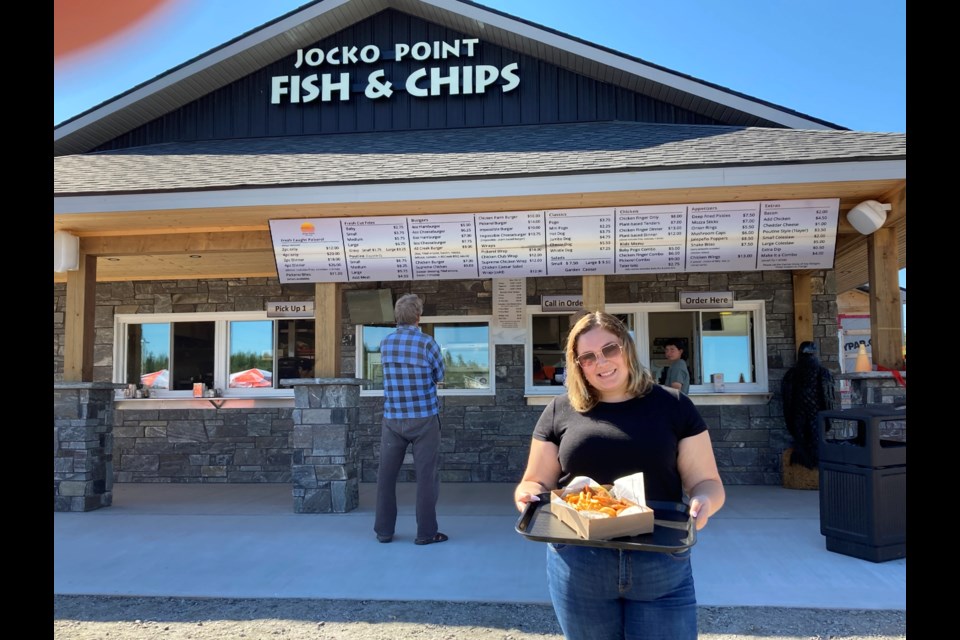 Jocko Point Fish & Chips co-owner Abby McLeod stands outside the newly opened chip stand. 