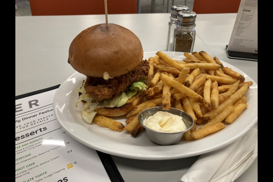 Bay Bistro fried chicken sandwich, a menu favourite. 