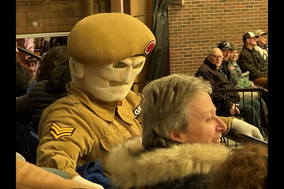 Sarge interacting with fans at a Battalion home game. 